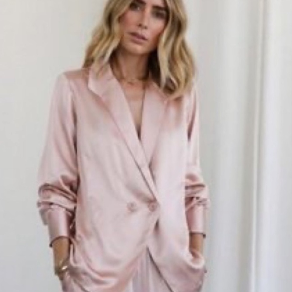 Anine Bing Isabella Silk Blazer Blouse